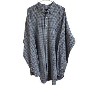 Ralph Lauren Men’s Size 2XLT Tall Blue Green Red Plaid Button Down Shirt Preppy